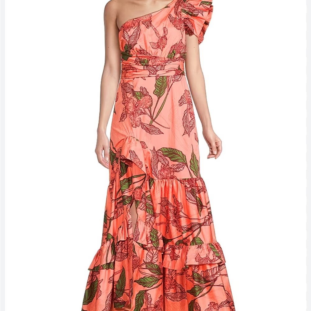 Hutch Pria Floral One-Shoulder Stretch Cotton Cocktail Dress